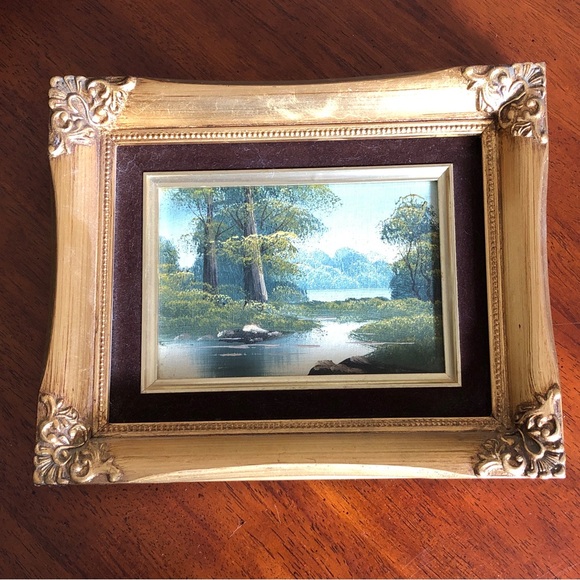 Vintage Landscape Oil Painting Gold Ornate Frame - Picture 6 of 6
